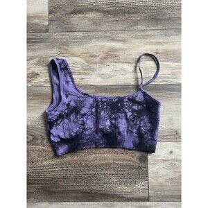 Women's Tie Dye Purple Black Sports Bra Size Large